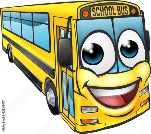 A school bus cartoon character education  mascot photo