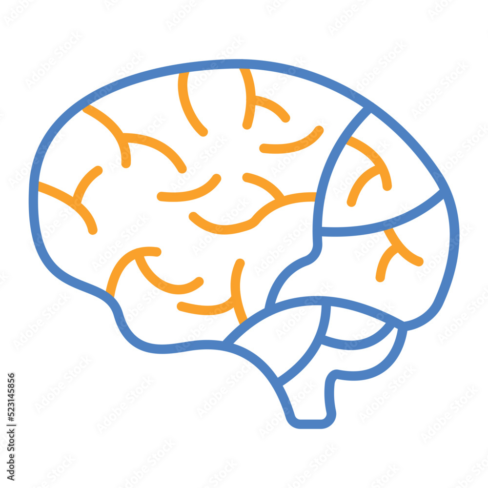 Brain Blue And Orange Line Icon Brain Blue And Orange Line Icon