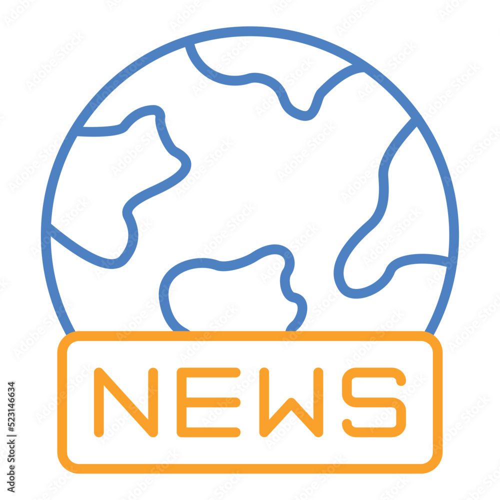 World News Blue And Orange Line Icon World News Blue And Orange Line Icon