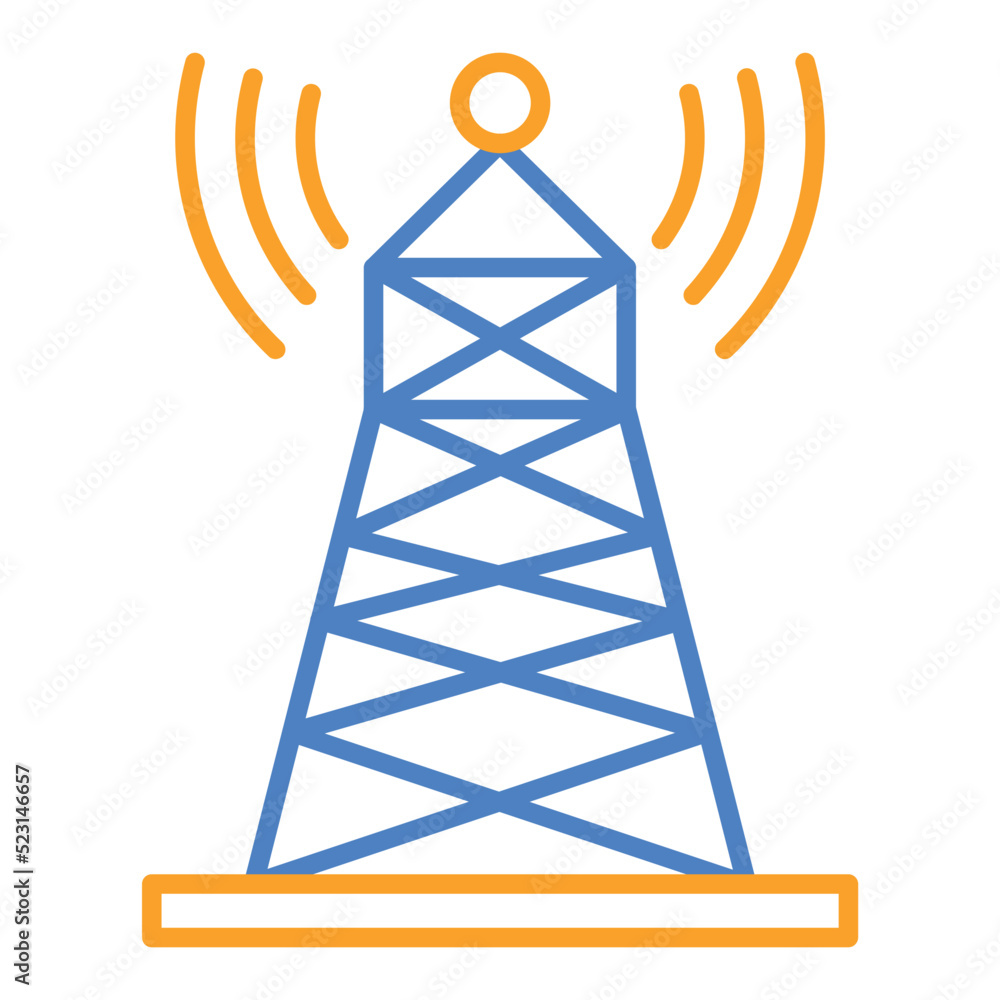 Signal Tower Blue And Orange Line Icon Signal Tower Blue And Orange Line Icon