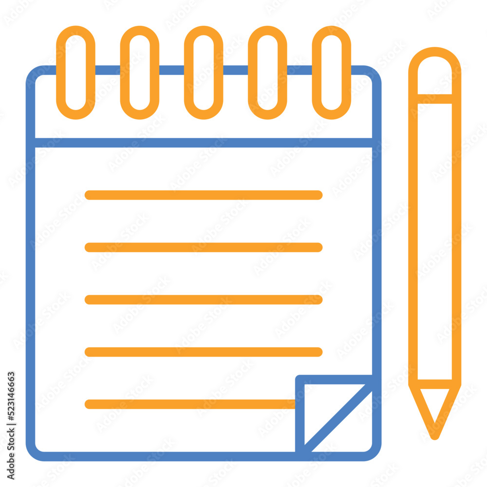 Notes Blue And Orange Line Icon Notes Blue And Orange Line Icon