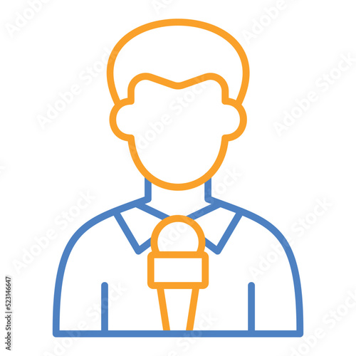 Journalist Blue And Orange Line Icon