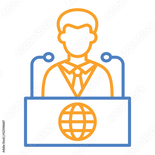 Conference Blue And Orange Line Icon