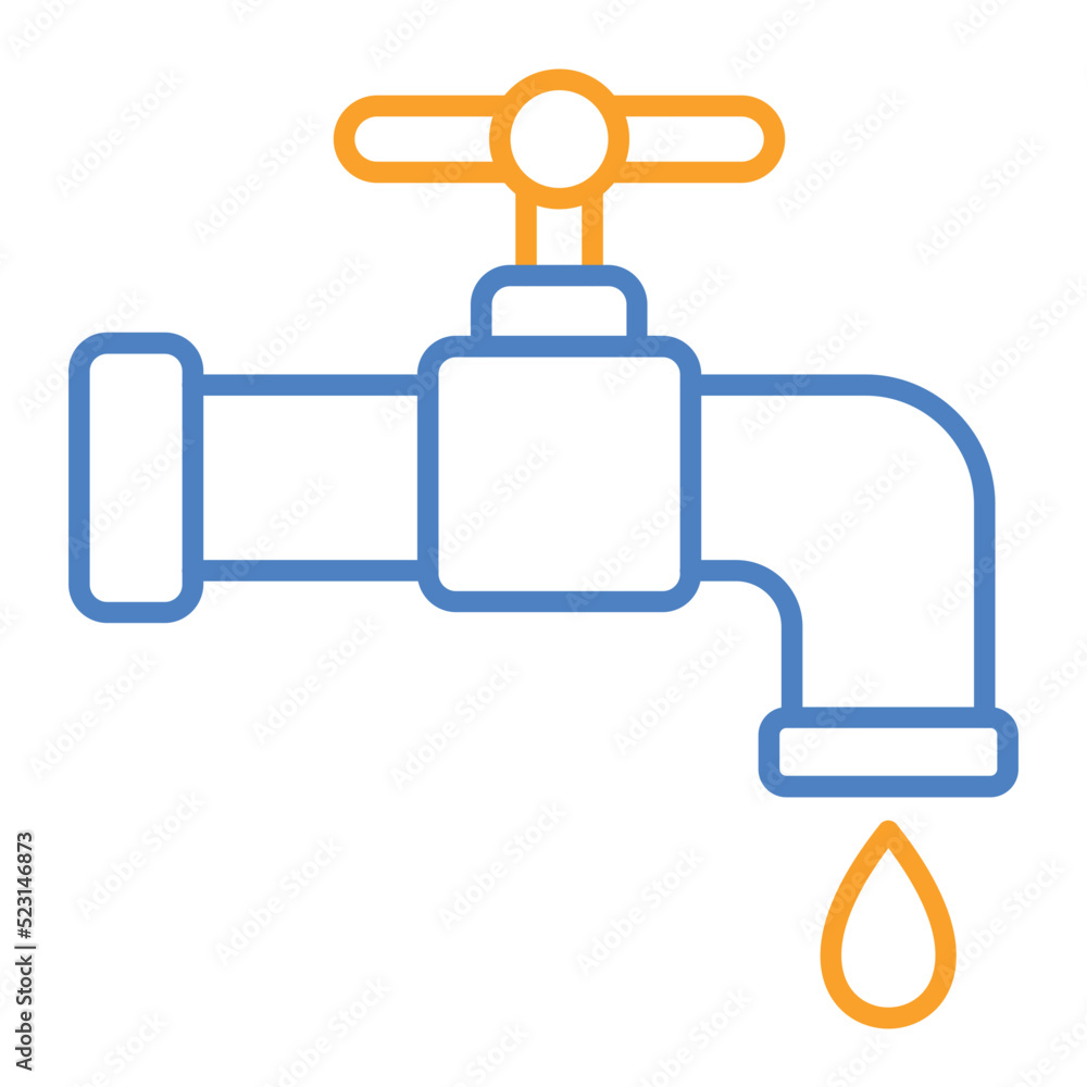 Water Tap Blue And Orange Line Icon Water Tap Blue And Orange Line Icon