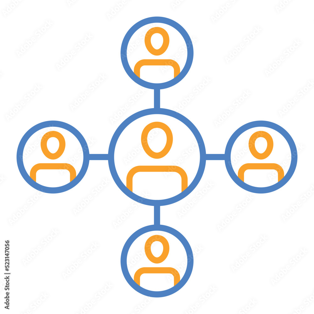 Organization Chart Blue And Orange Line Icon Organization Chart Blue And Orange Line Icon