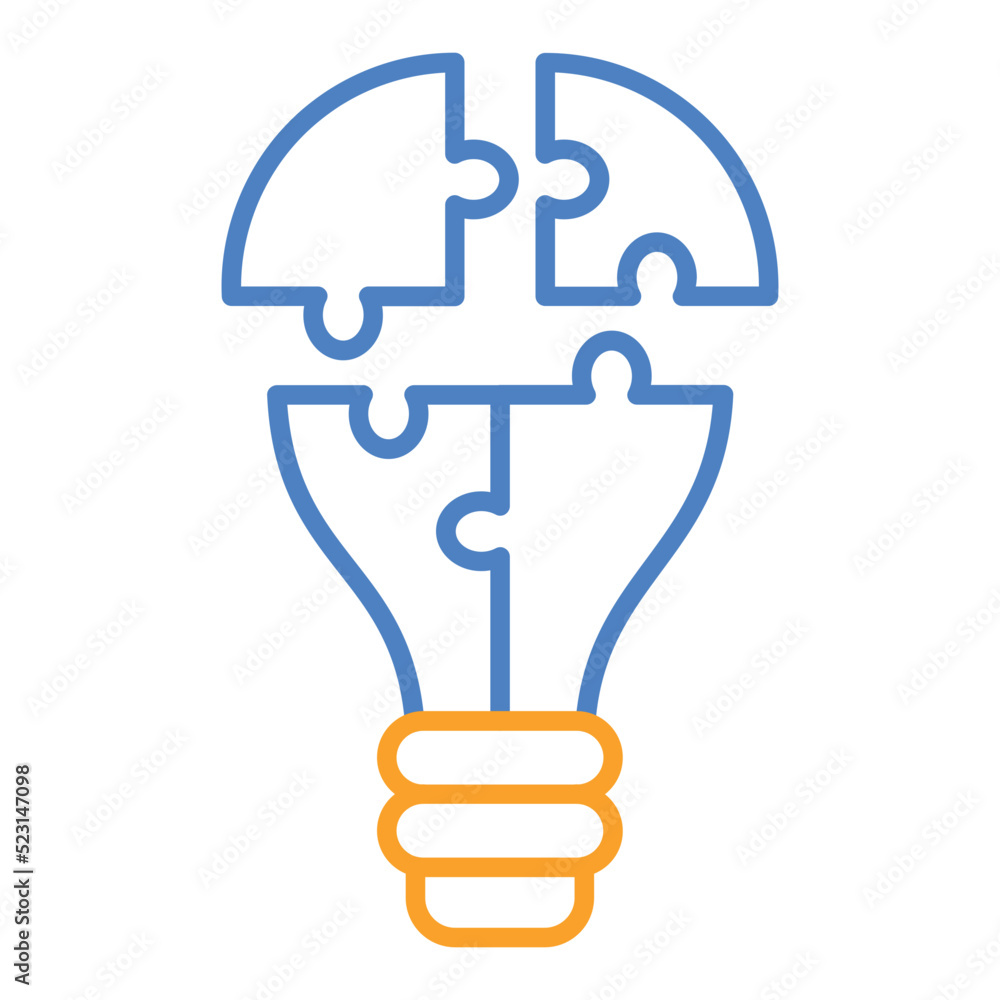 Puzzle Blue And Orange Line Icon Puzzle Blue And Orange Line Icon