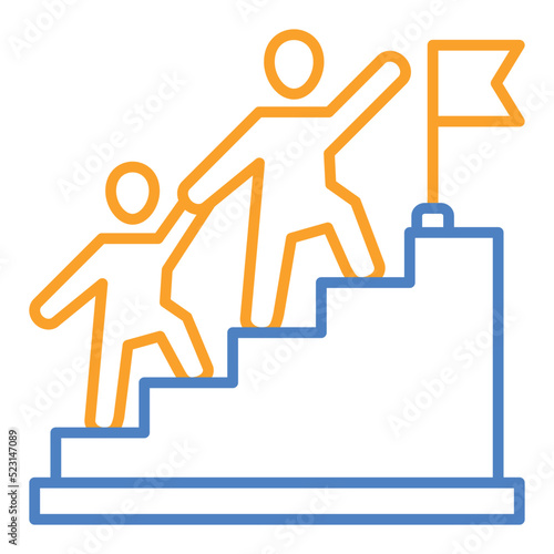 Leadership Blue And Orange Line Icon