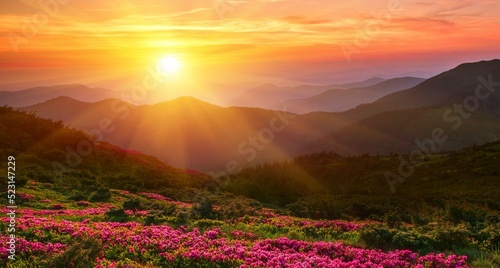 spectacular nature scenery, awesome sunset landscape, beautiful morning background in the mountains, Europe © Rushvol