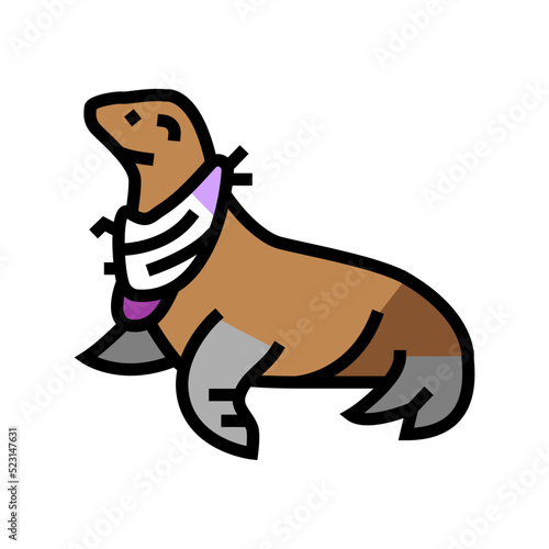 seal with package color icon vector. seal with package sign. isolated symbol illustration