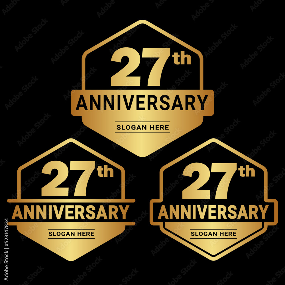 27 years anniversary celebration logotype. 27th anniversary logo collection. Set of anniversary design template. Vector and illustration. 