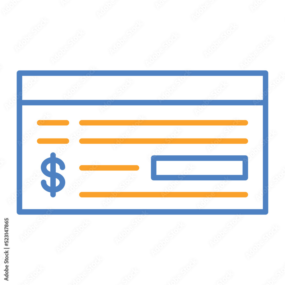 Cheque Blue And Orange Line Icon Cheque Blue And Orange Line Icon