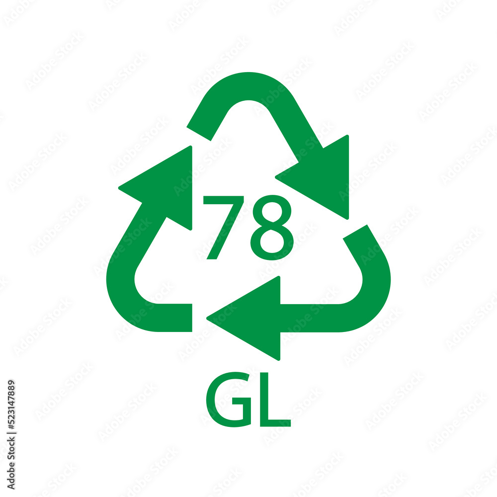 Silver plated glass. Glass recycling code 78 GL. Vector illustration Silver plated glass. Glass recycling code 78 GL. Vector illustration