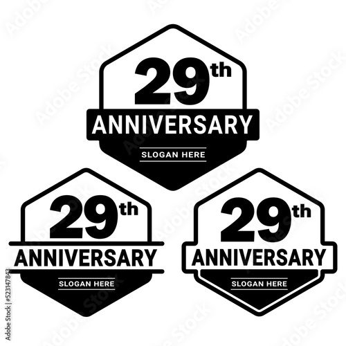 29 years anniversary celebration logotype. 29th anniversary logo collection. Set of anniversary design template. Vector and illustration.  photo