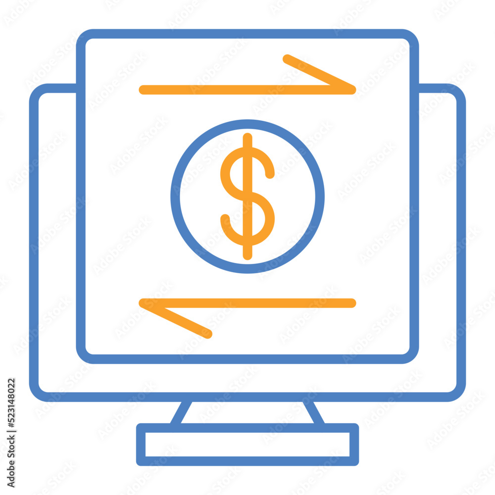 Online Transfer Blue And Orange Line Icon Online Transfer Blue And Orange Line Icon