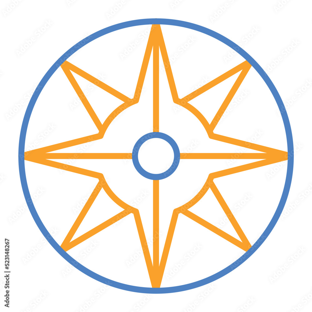 Compass Blue And Orange Line Icon Compass Blue And Orange Line Icon