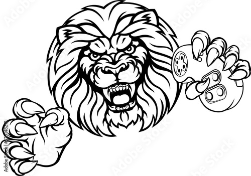 A lion angry animal esports...