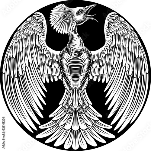 A circular phoenix fire bir...