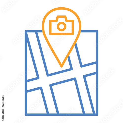 Point of Interest Blue And Orange Line Icon