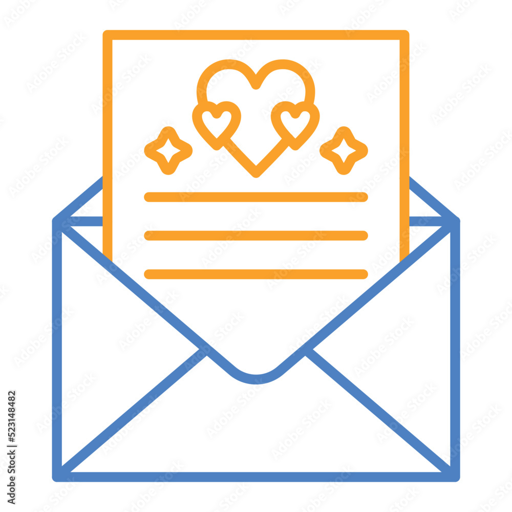 Love Envelope Blue And Orange Line Icon Love Envelope Blue And Orange Line Icon