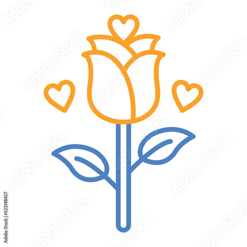 Rose Blue And Orange Line Icon