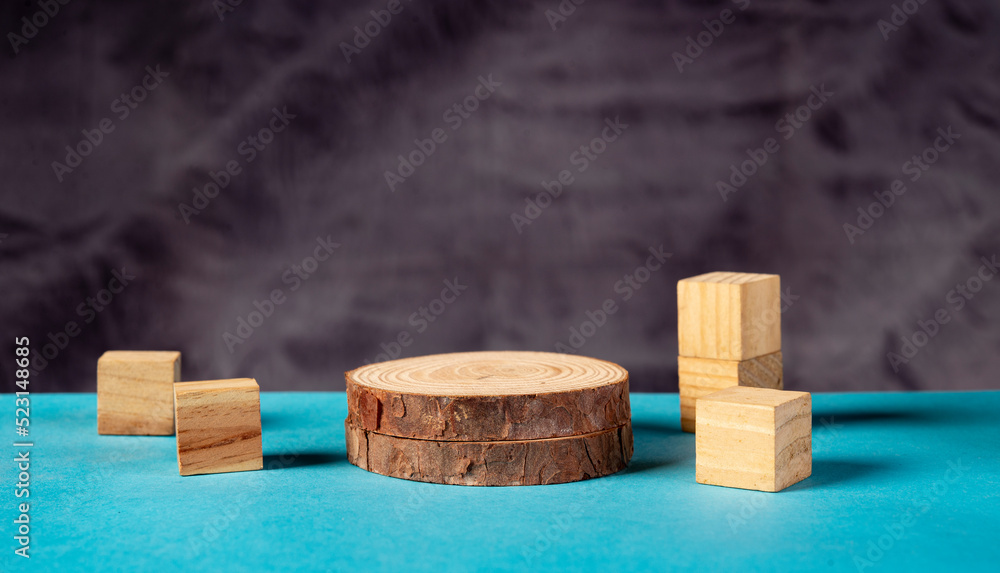 Wooden product display mockup with clean space for your design