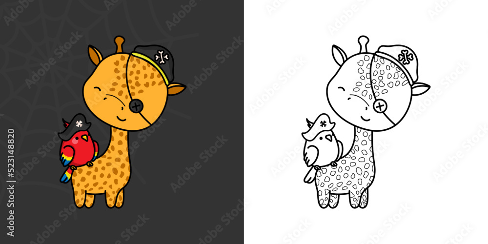 Halloween Giraffe Clipart for Coloring Page and Illustration. Adorable ...