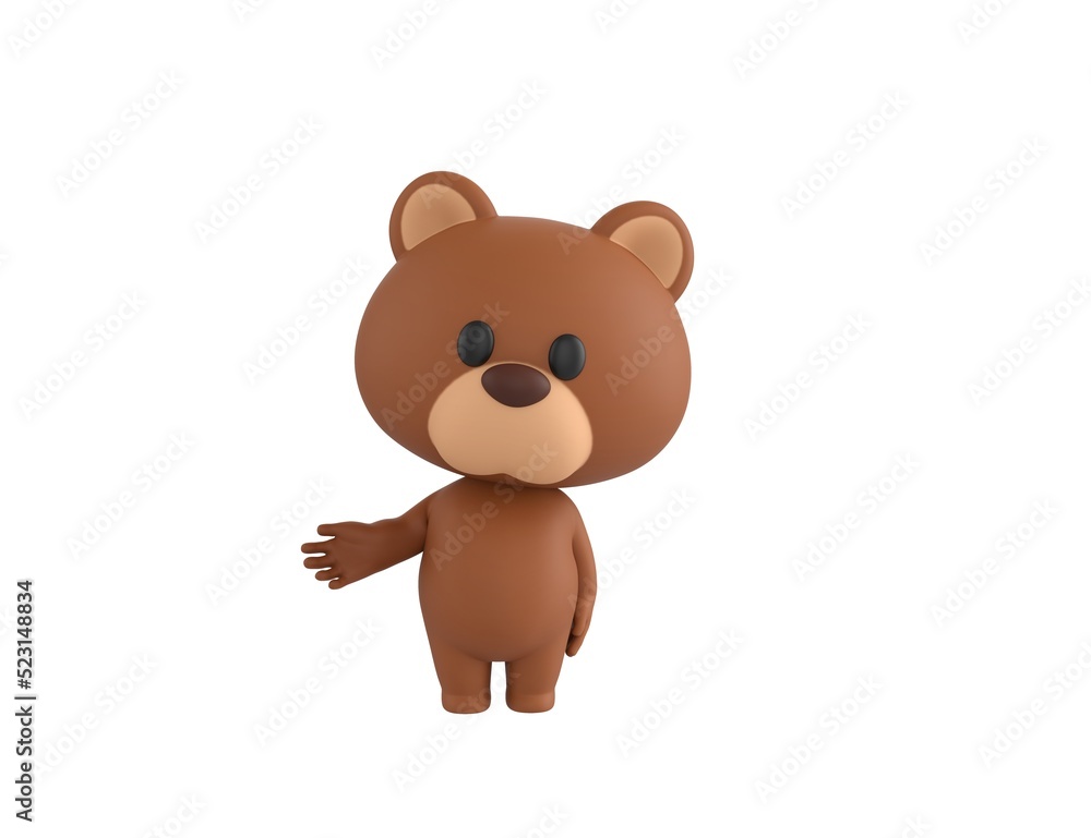 Little Bear character Giving a helping hand in 3d rendering. Little Bear character Giving a helping hand in 3d rendering.