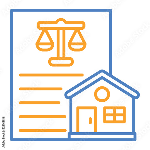 Property Law Blue And Orange Line Icon