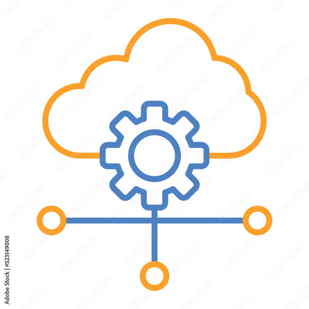 Cloud Settings Blue And Orange Line Icon Cloud Settings Blue And Orange Line Icon