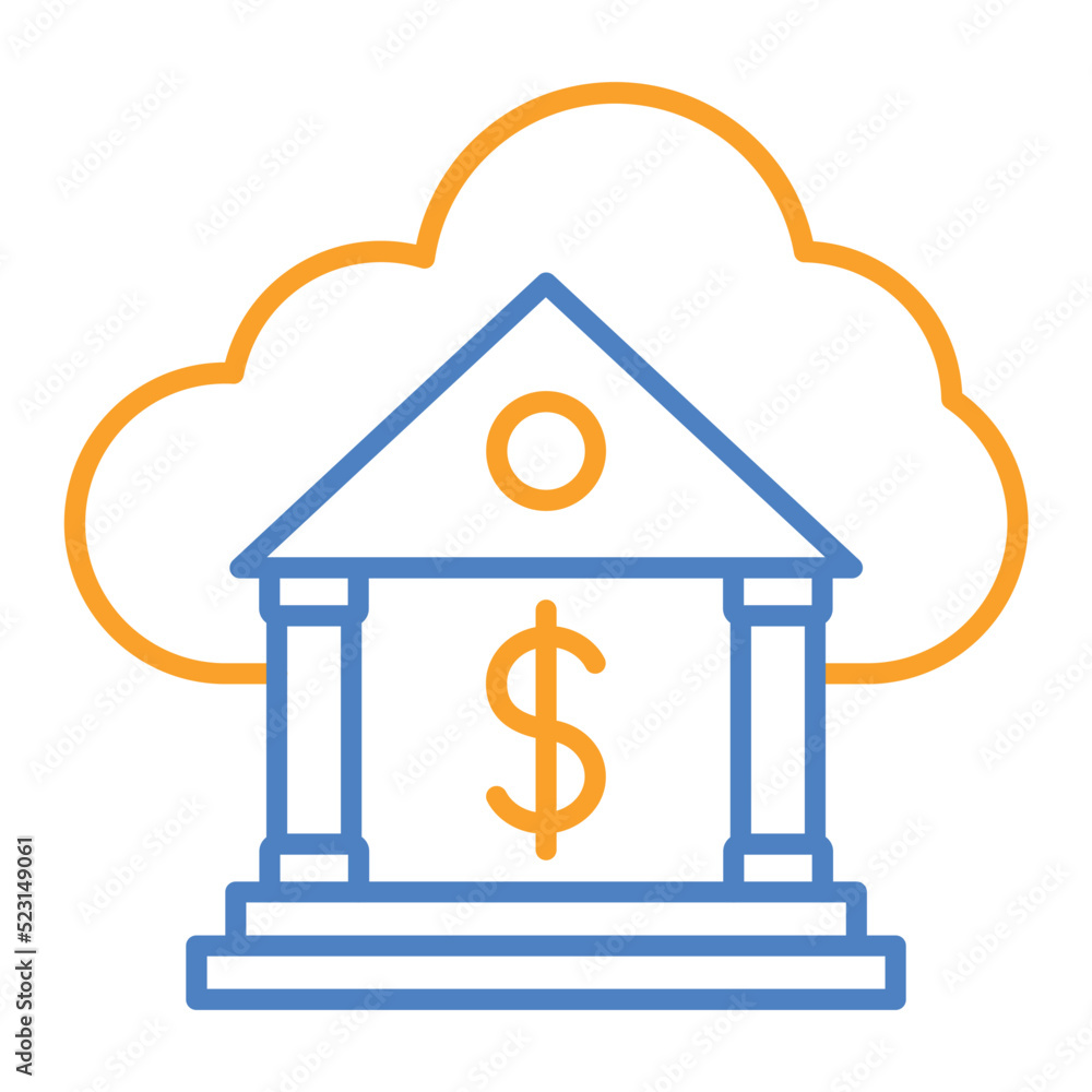 Cloud Banking Blue And Orange Line Icon Cloud Banking Blue And Orange Line Icon
