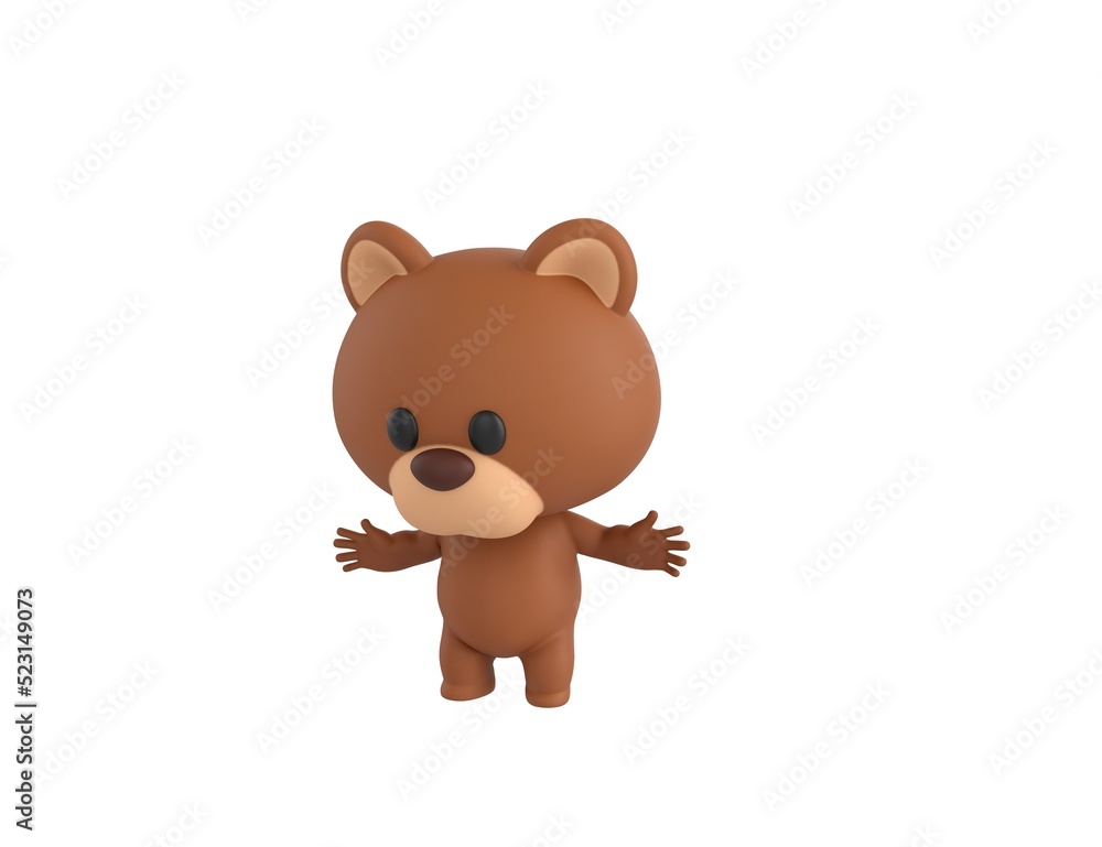 Obraz premium Little Bear character surprise and shocked in 3d rendering.