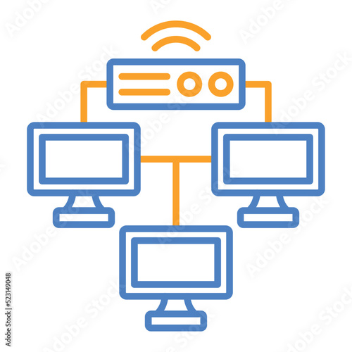 Local Network Blue And Orange Line Icon