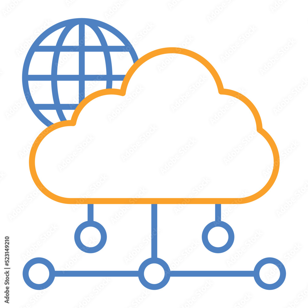 Cloud Network Blue And Orange Line Icon Cloud Network Blue And Orange Line Icon