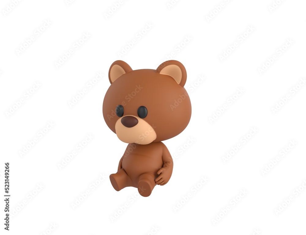 Little Bear character sitting on the ground in 3d rendering. Little Bear character sitting on the ground in 3d rendering.