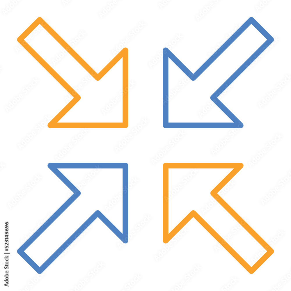Minimize Blue And Orange Line Icon Minimize Blue And Orange Line Icon