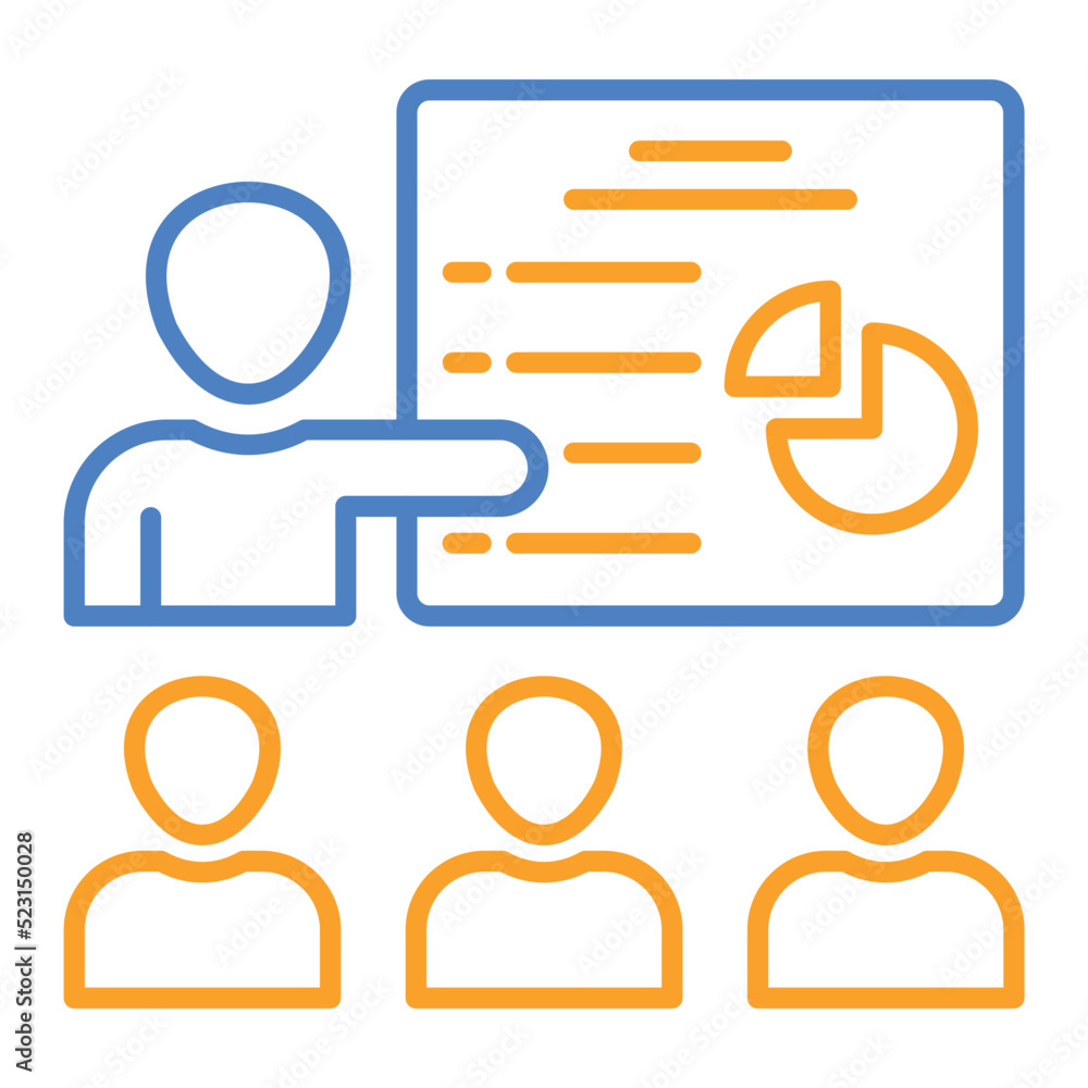 Presentation Blue And Orange Line Icon Presentation Blue And Orange Line Icon