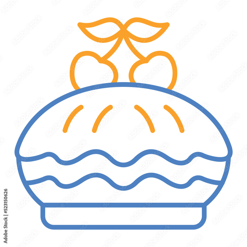 Cherry Pie Blue And Orange Line Icon Cherry Pie Blue And Orange Line Icon
