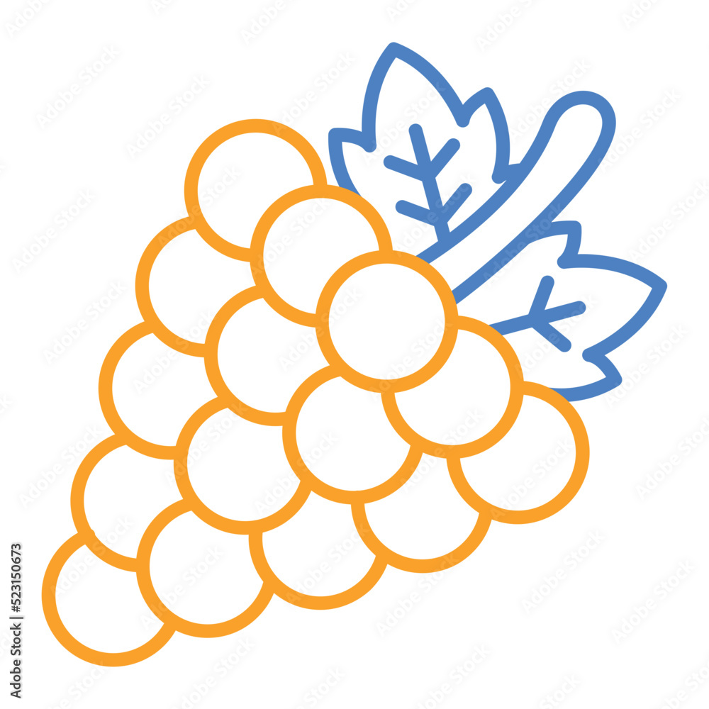 Grapes Blue And Orange Line Icon Grapes Blue And Orange Line Icon