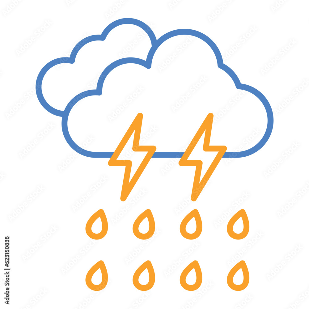 Storm Blue And Orange Line Icon Storm Blue And Orange Line Icon