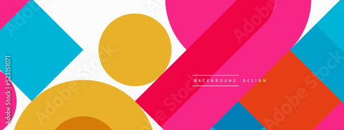 Minimal geometric abstract background. Circle square and triangle design. Trendy techno business template for wallpaper, banner, background or landing