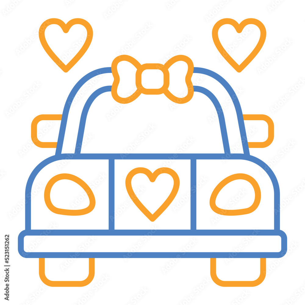 Naklejka premium Wedding Car Blue And Orange Line Icon