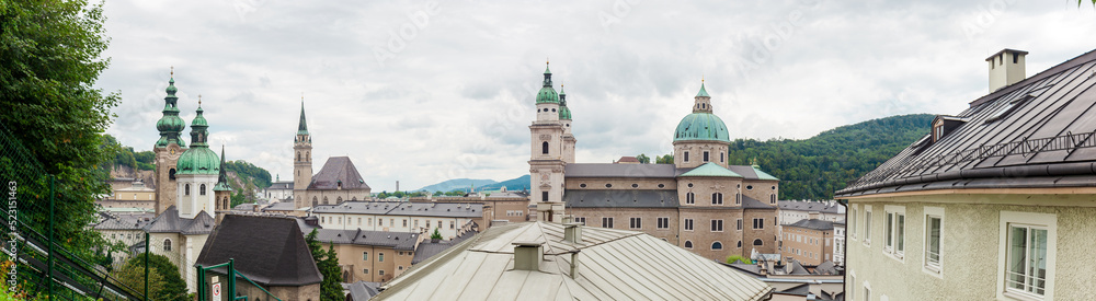 panoramic view of Historic city of Salzburg, Austria