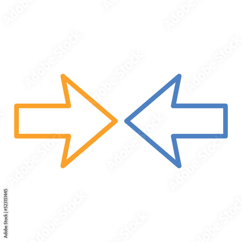 Opposite Arrows Blue And Orange Line Icon