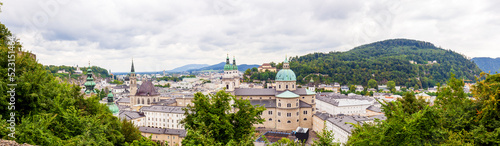 panoramic view of Historic city of Salzburg, Austria