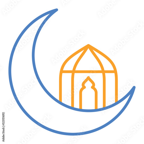Moon Blue And Orange Line Icon