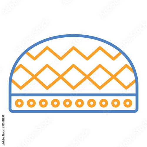 Hat Blue And Orange Line Icon
