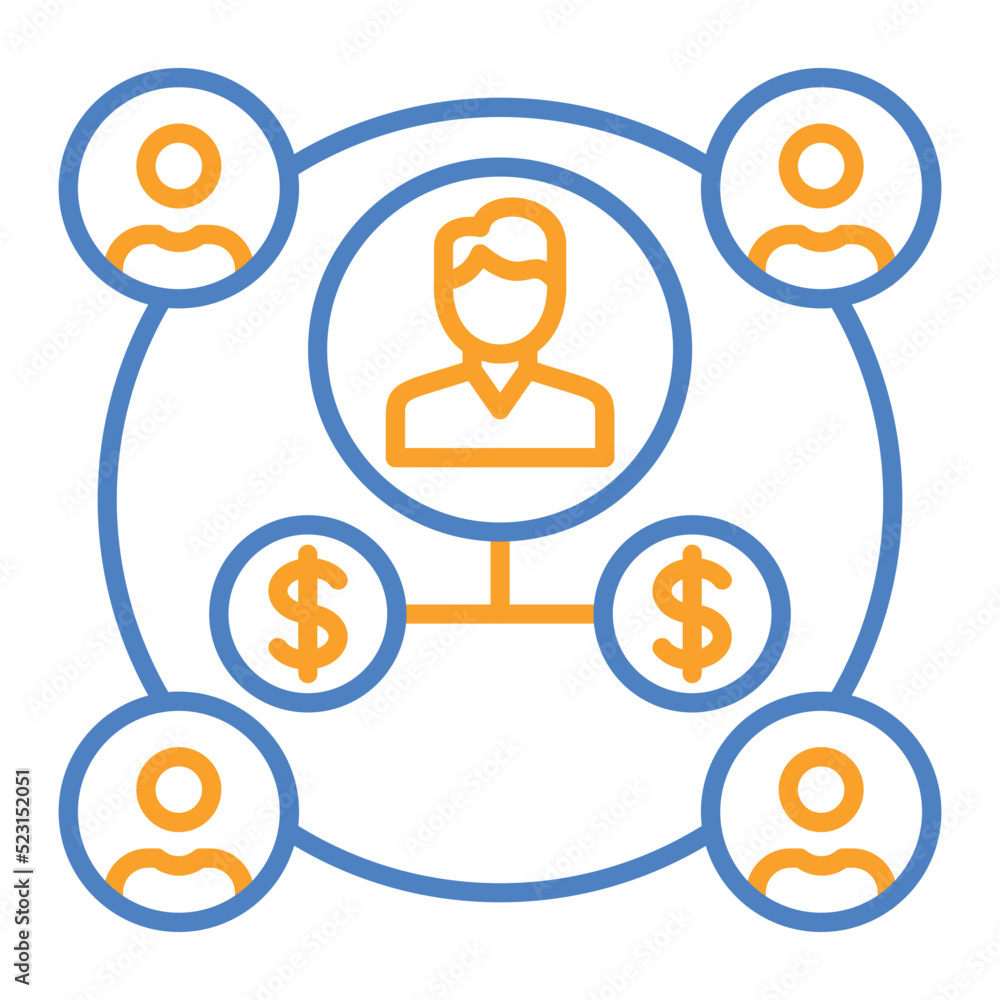 Affiliate Marketing Blue And Orange Line Icon Affiliate Marketing Blue And Orange Line Icon