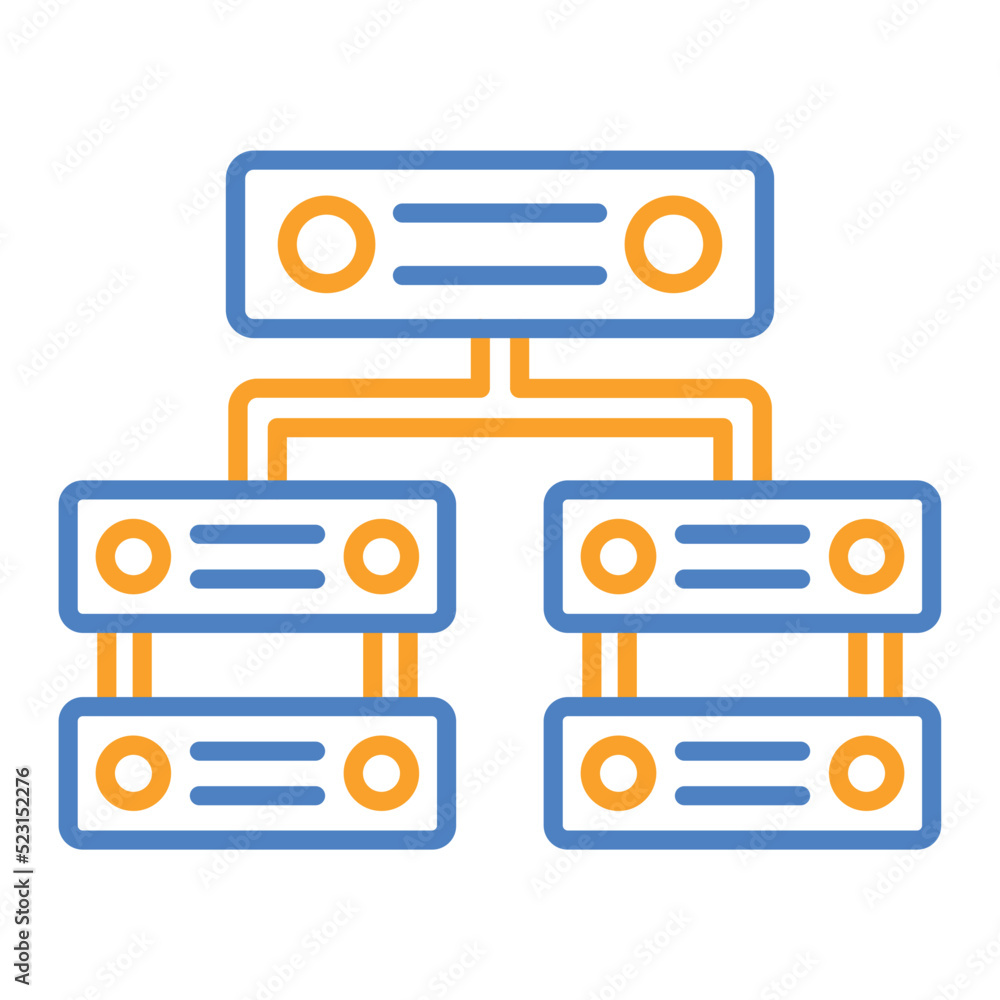 Servers Blue And Orange Line Icon Servers Blue And Orange Line Icon