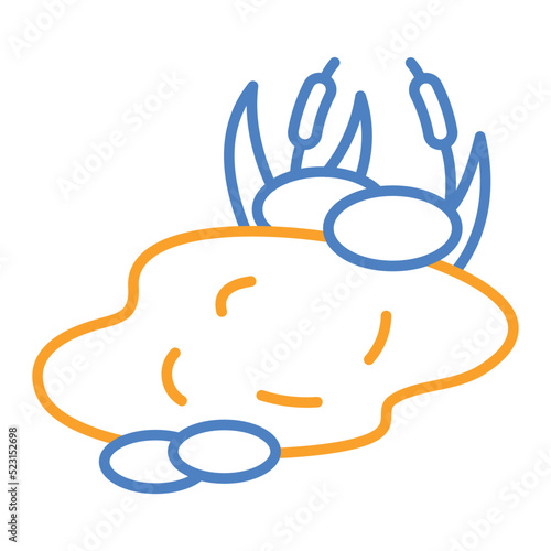 Pond Blue And Orange Line Icon