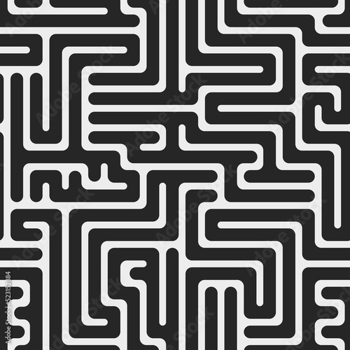 Monochrome maze. Seamless pattern